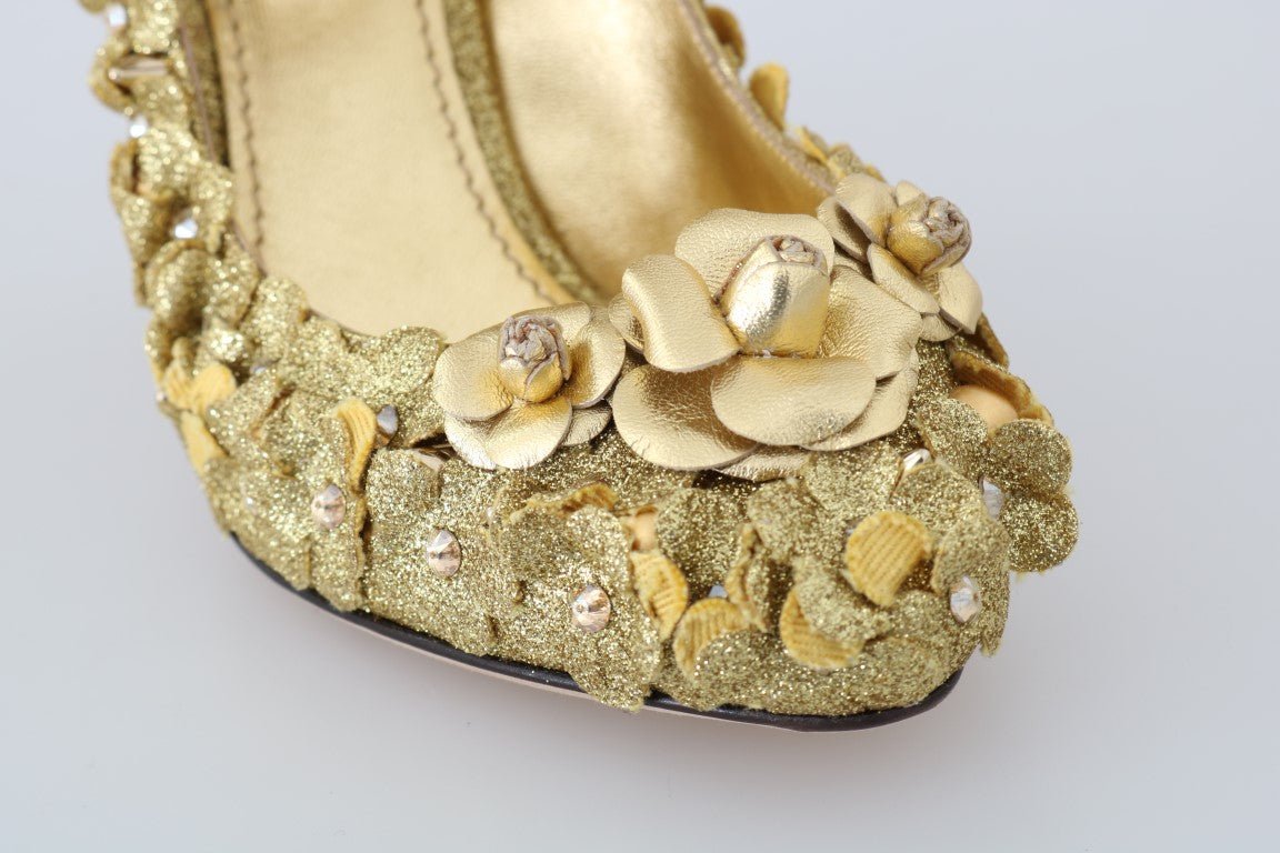 Dolce & Gabbana Gold Floral Crystal Embellished Pumps - Sandy Store ByNet