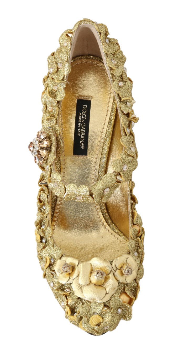 Dolce & Gabbana Gold Floral Crystal Embellished Pumps - Sandy Store ByNet