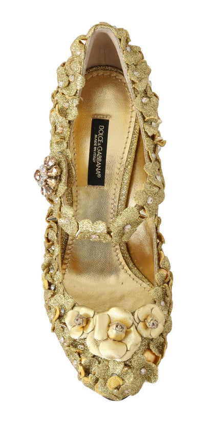 Dolce & Gabbana Gold Floral Crystal Embellished Pumps - Sandy Store ByNet