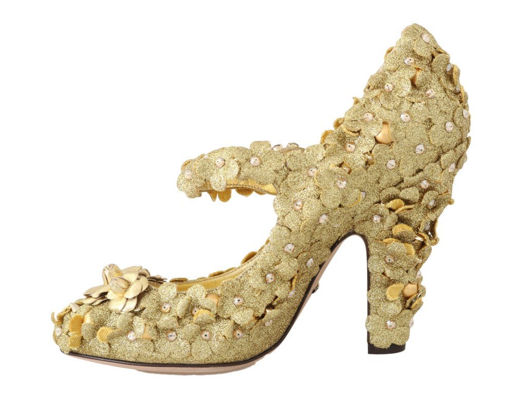 Dolce & Gabbana Gold Floral Crystal Embellished Pumps - Sandy Store ByNet
