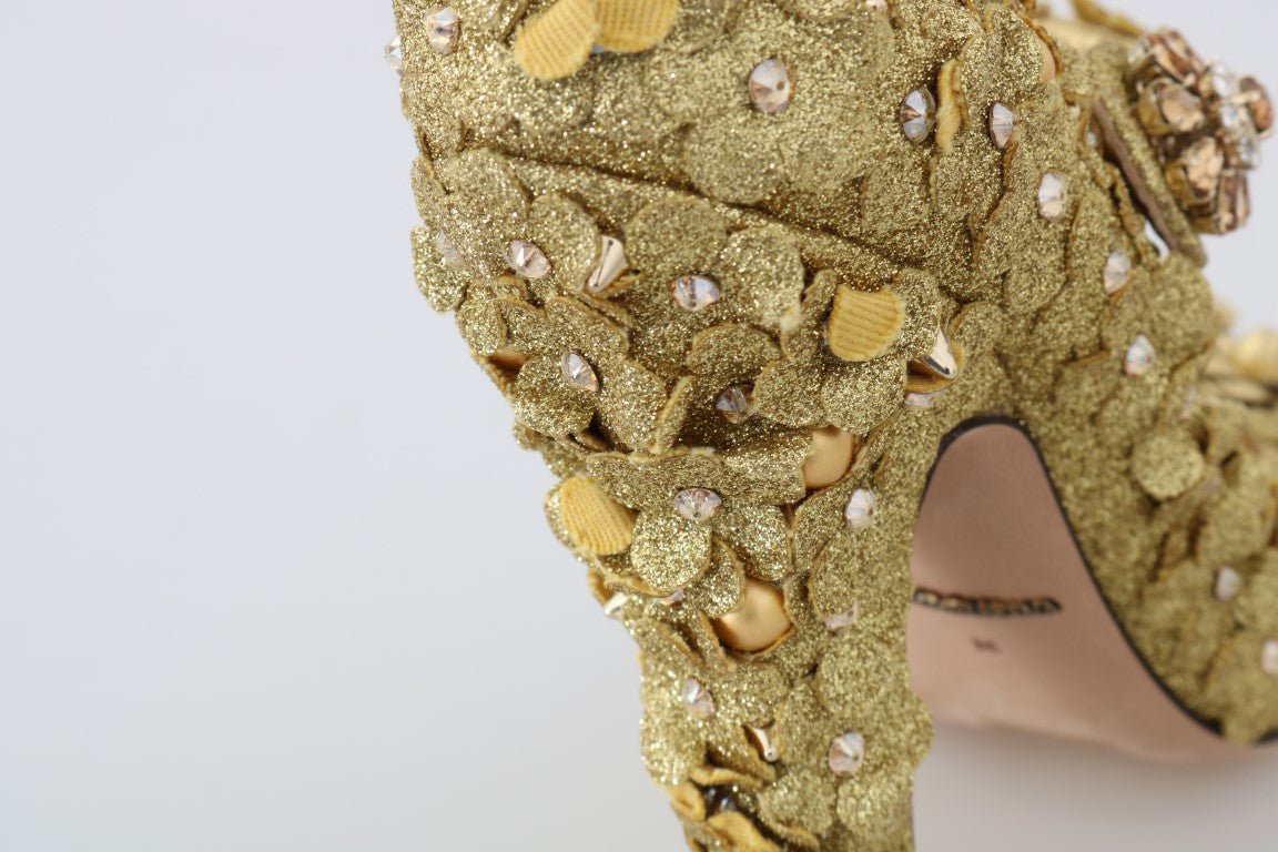 Dolce & Gabbana Gold Floral Crystal Embellished Pumps - Sandy Store ByNet