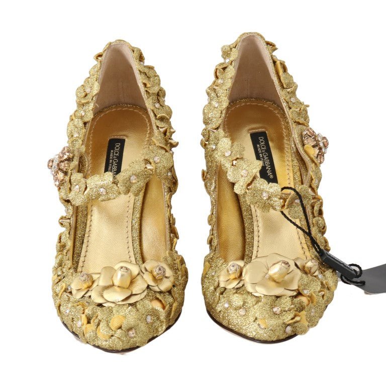 Dolce & Gabbana Gold Floral Crystal Embellished Pumps - Sandy Store ByNet