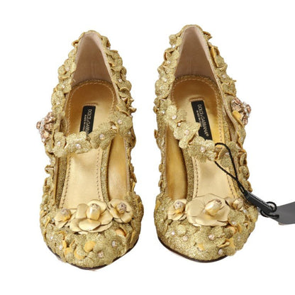 Dolce & Gabbana Gold Floral Crystal Embellished Pumps - Sandy Store ByNet