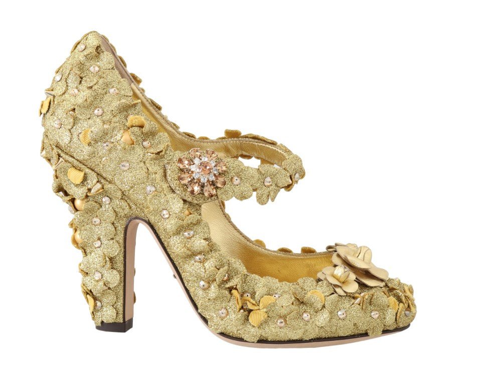 Dolce & Gabbana Gold Floral Crystal Embellished Pumps - Sandy Store ByNet