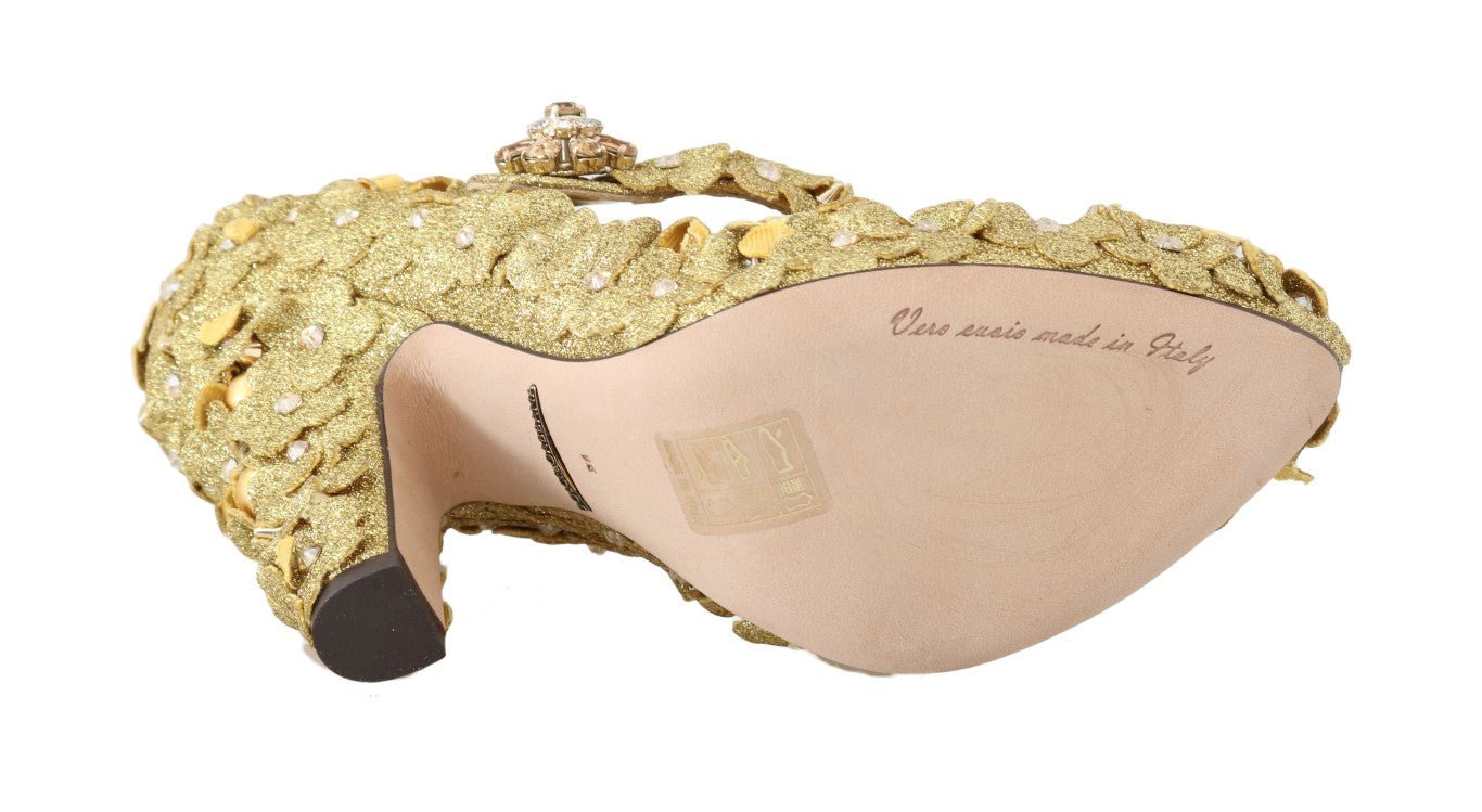 Dolce & Gabbana Gold Floral Crystal Embellished Pumps - Sandy Store ByNet