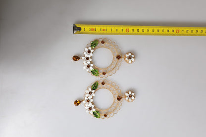 Dolce & Gabbana Gold Floral Filigree Hoop Enamel Amber Crystals Earrings - Sandy Store ByNet