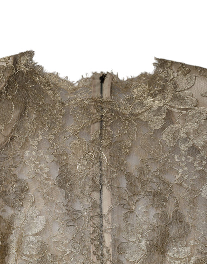 Dolce & Gabbana Gold Floral Lace A - line Sheath Mini Dress - Sandy Store ByNet