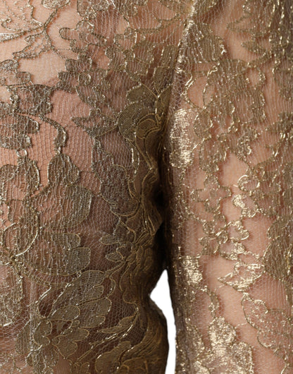 Dolce & Gabbana Gold Floral Lace A - line Sheath Mini Dress - Sandy Store ByNet