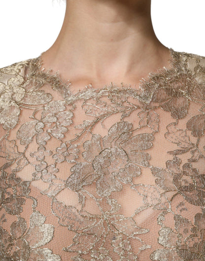 Dolce & Gabbana Gold Floral Lace A - line Sheath Mini Dress - Sandy Store ByNet