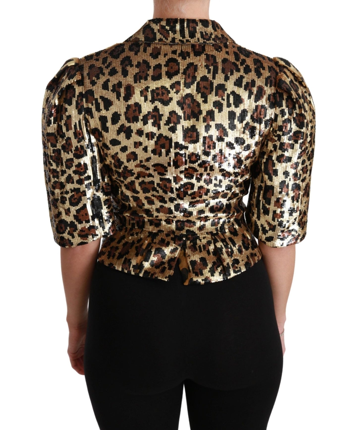 Dolce & Gabbana Gold Leopard Print Short Sleeve Blazer - Sandy Store ByNet