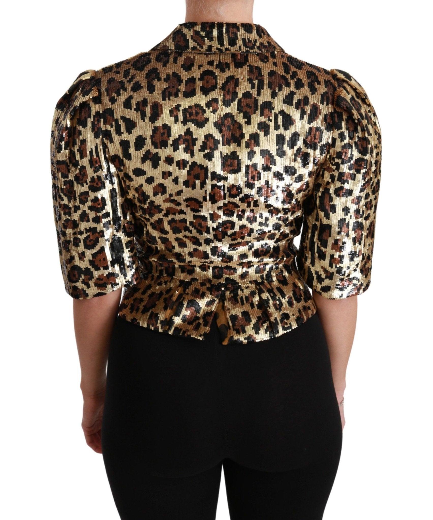 Dolce & Gabbana Gold Leopard Print Short Sleeve Blazer - Sandy Store ByNet