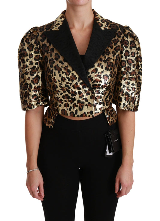 Dolce & Gabbana Gold Leopard Print Short Sleeve Blazer - Sandy Store ByNet