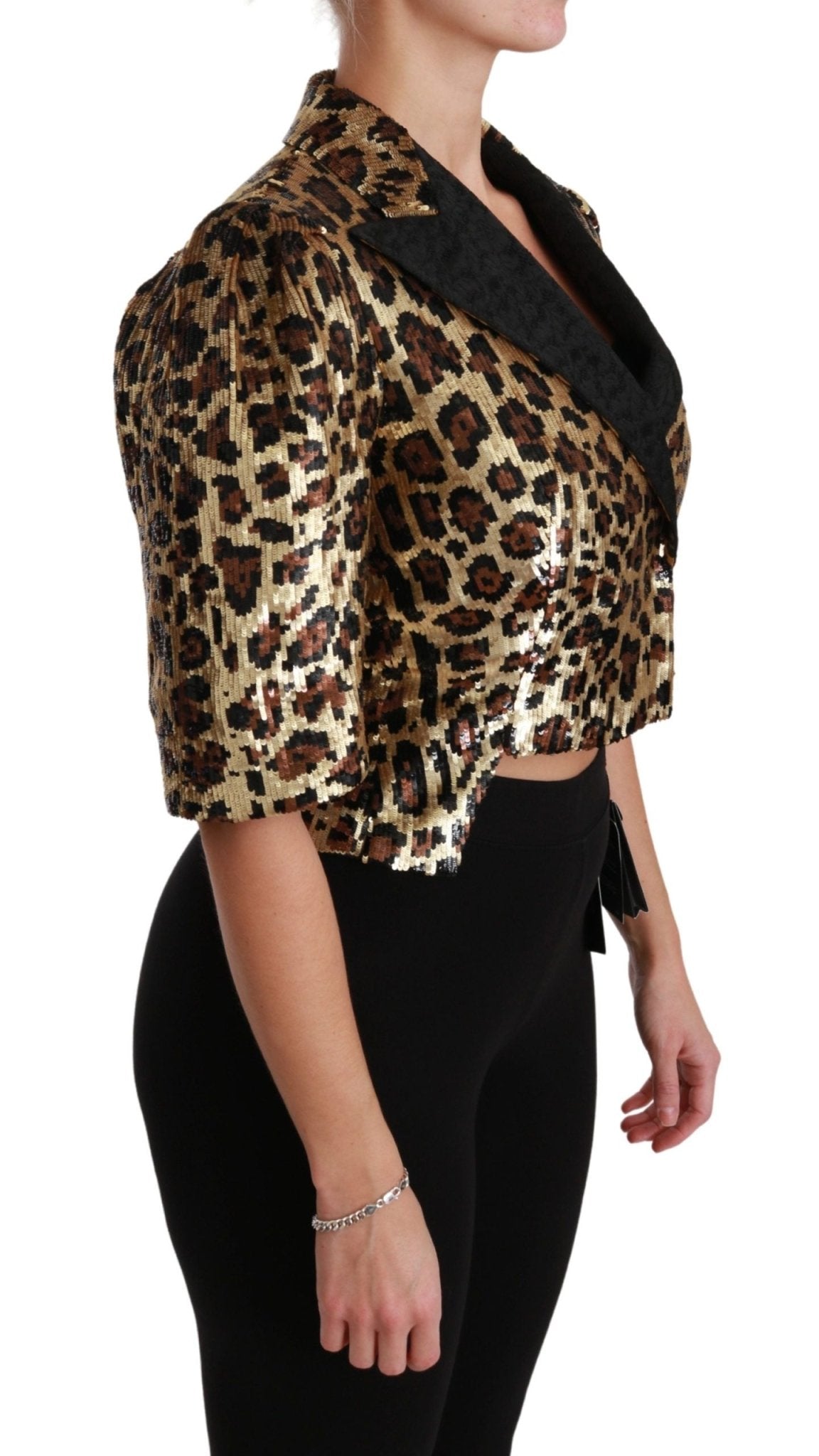 Dolce & Gabbana Gold Leopard Print Short Sleeve Blazer - Sandy Store ByNet