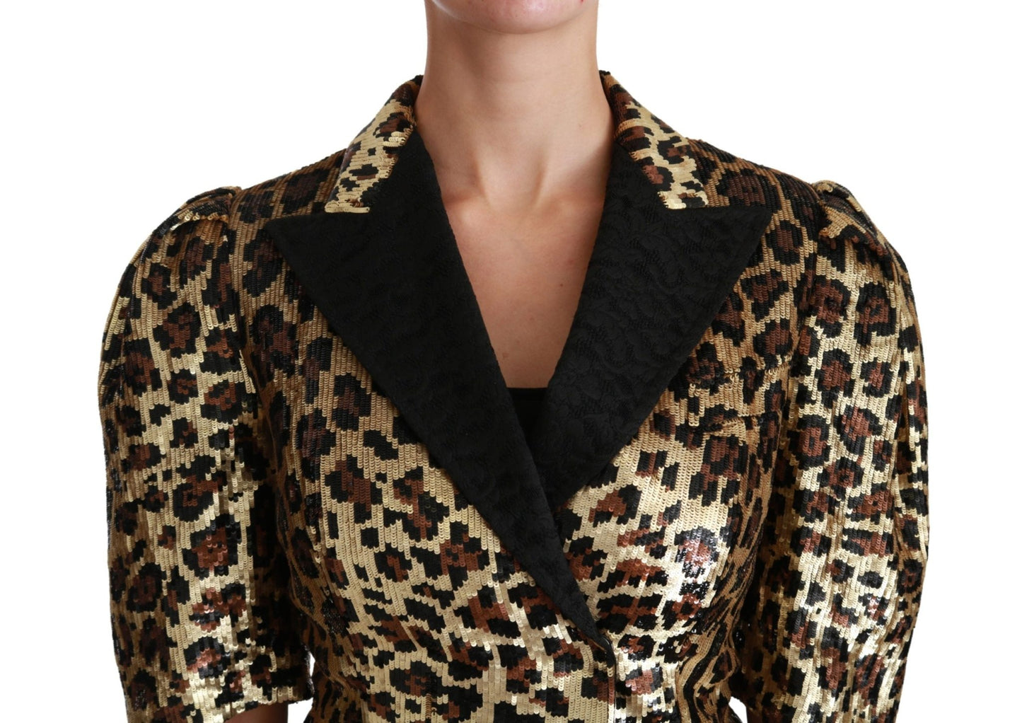 Dolce & Gabbana Gold Leopard Print Short Sleeve Blazer - Sandy Store ByNet