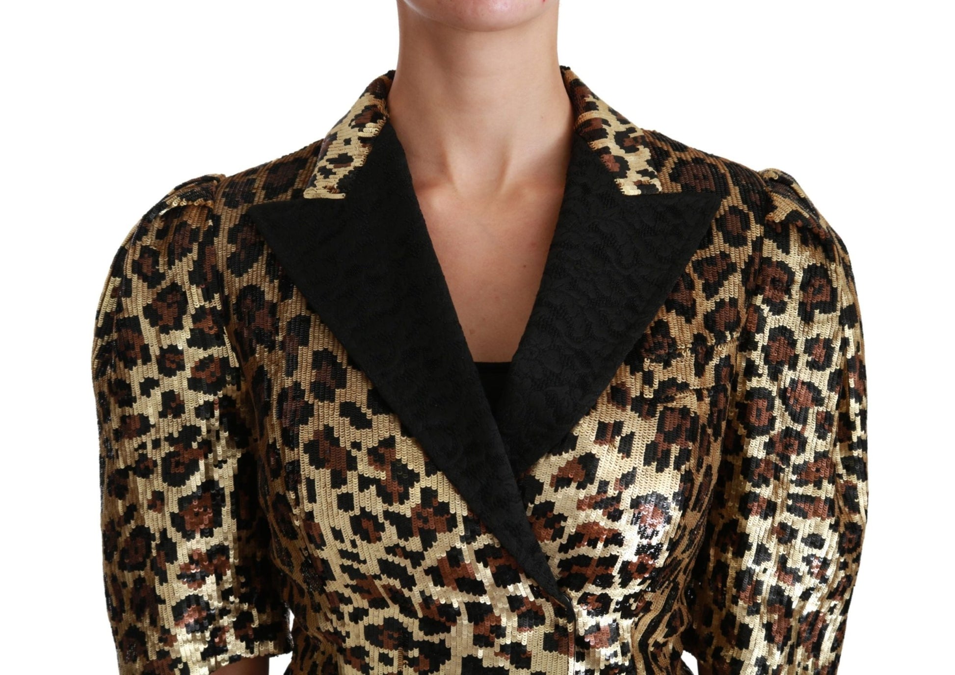 Dolce & Gabbana Gold Leopard Print Short Sleeve Blazer - Sandy Store ByNet