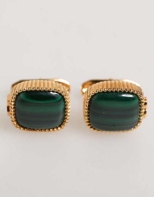 Dolce & Gabbana Gold Malachite Green Stone Square Men's Accessory Cufflink – par Dolce & Gabbana | Disponible sur Sandy Store ByNet