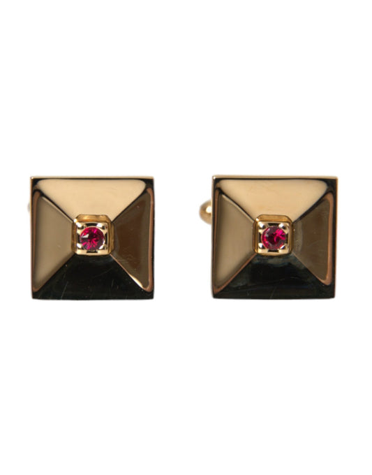 Dolce & Gabbana Gold Plated Brass Crystal Square Pin Cufflinks - Sandy Store ByNet