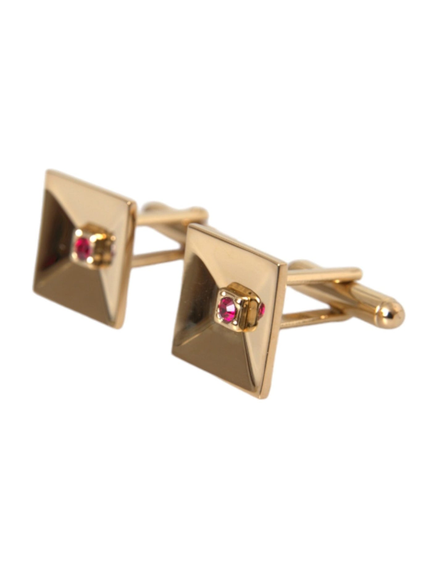 Dolce & Gabbana Gold Plated Brass Crystal Square Pin Cufflinks - Sandy Store ByNet