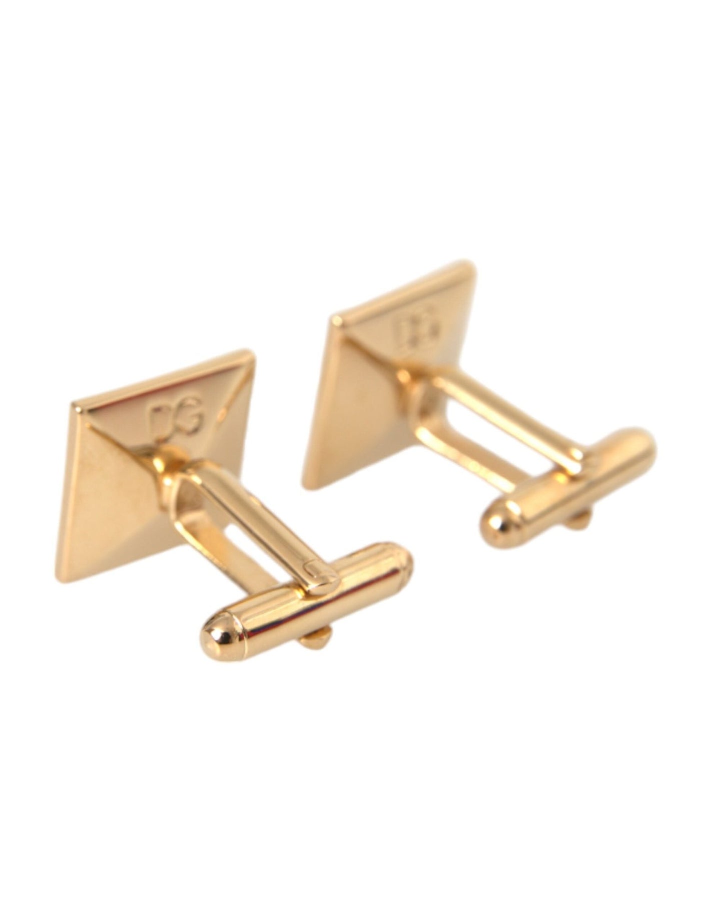 Dolce & Gabbana Gold Plated Brass Crystal Square Pin Cufflinks - Sandy Store ByNet