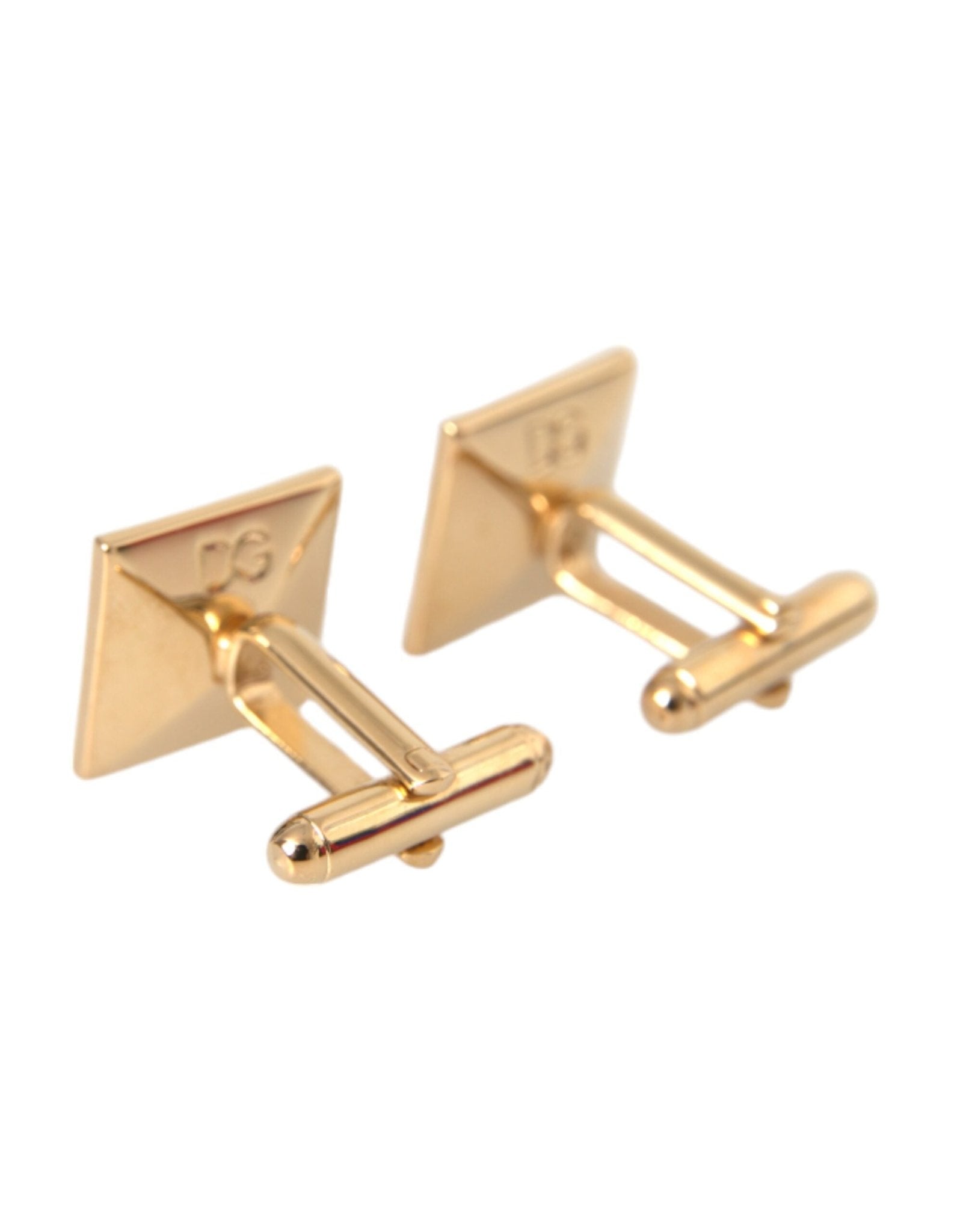 Dolce & Gabbana Gold Plated Brass Crystal Square Pin Cufflinks - Sandy Store ByNet