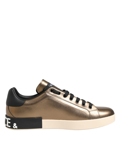 Dolce & Gabbana Gold Portofino Leather Low Top Sneakers Shoes – EU45/US12 par Dolce & Gabbana | Disponible sur Sandy Store ByNet