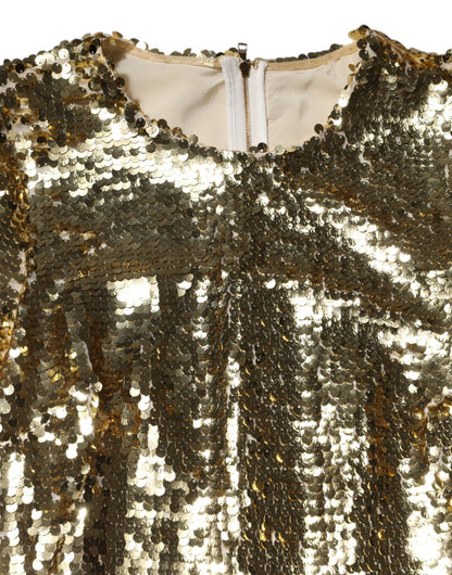 Dolce & Gabbana Gold Sequin Long Sleeve Mini Dress – IT40|S par Dolce & Gabbana | Disponible sur Sandy Store ByNet