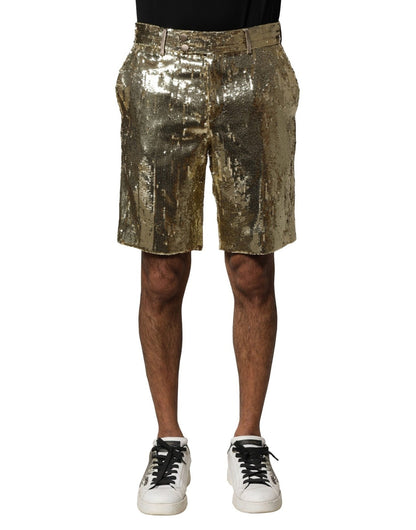 Dolce & Gabbana Gold Sequin Polyester Embellished Bermuda Shorts – IT44 | XS par Dolce & Gabbana | Disponible sur Sandy Store ByNet