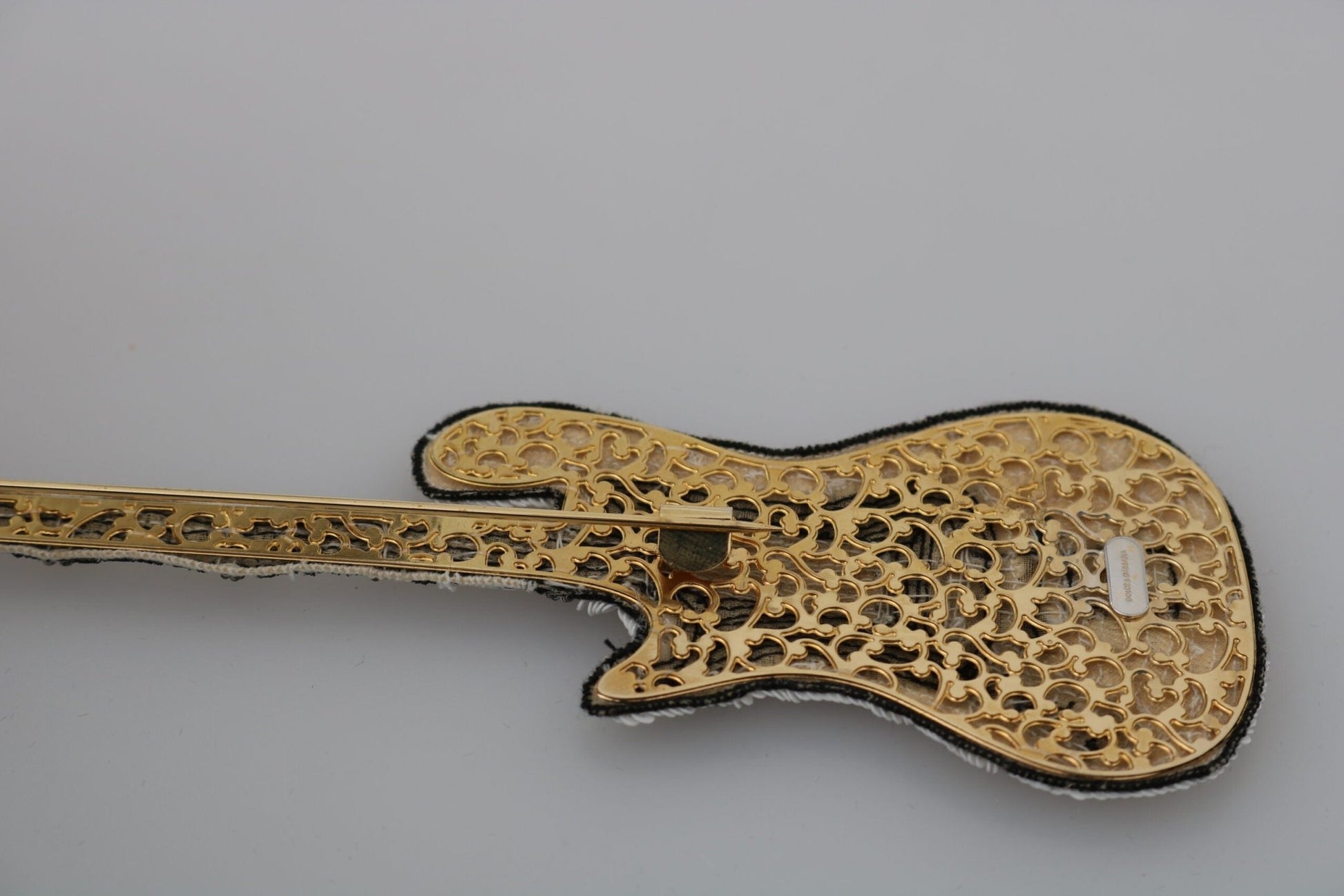 Dolce & Gabbana Gold Sequined Guitar Pin Brooch - Sandy Store ByNet