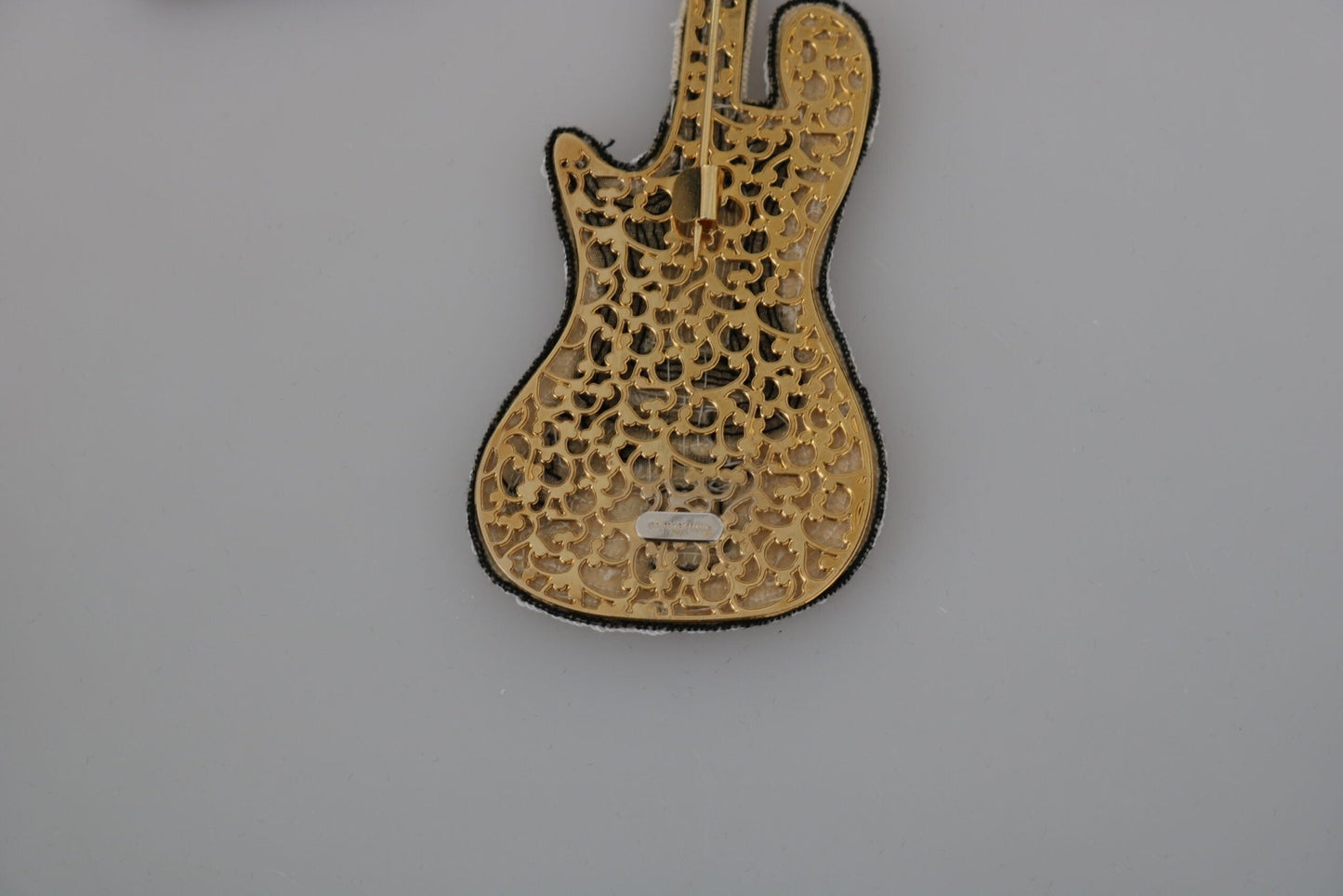 Dolce & Gabbana Gold Sequined Guitar Pin Brooch - Sandy Store ByNet