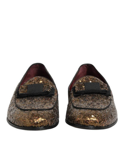 Dolce & Gabbana Gold Sequined Slip On Loafers Men Dress Shoes – EU44/US11 par Dolce & Gabbana | Disponible sur Sandy Store ByNet