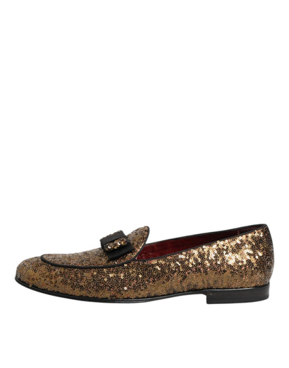 Dolce & Gabbana Gold Sequined Slip On Loafers Men Dress Shoes – EU44/US11 par Dolce & Gabbana | Disponible sur Sandy Store ByNet