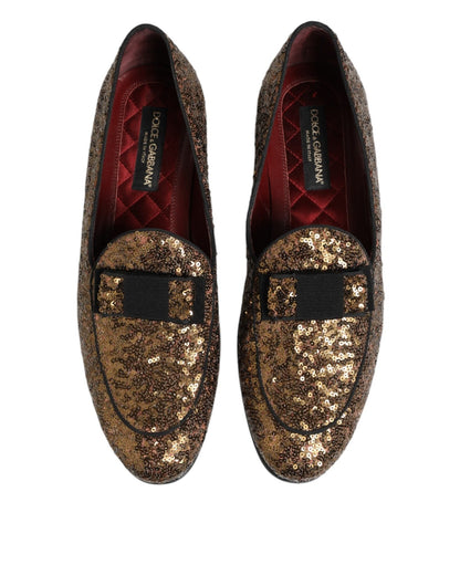 Dolce & Gabbana Gold Sequined Slip On Loafers Men Dress Shoes – EU44/US11 par Dolce & Gabbana | Disponible sur Sandy Store ByNet