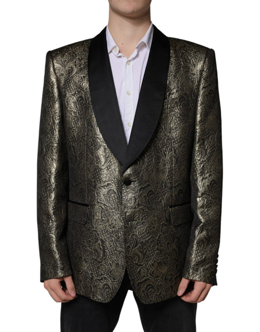 Dolce & Gabbana Gold SICILIA Jacquard Single Breasted Coat Blazer - Sandy Store ByNet