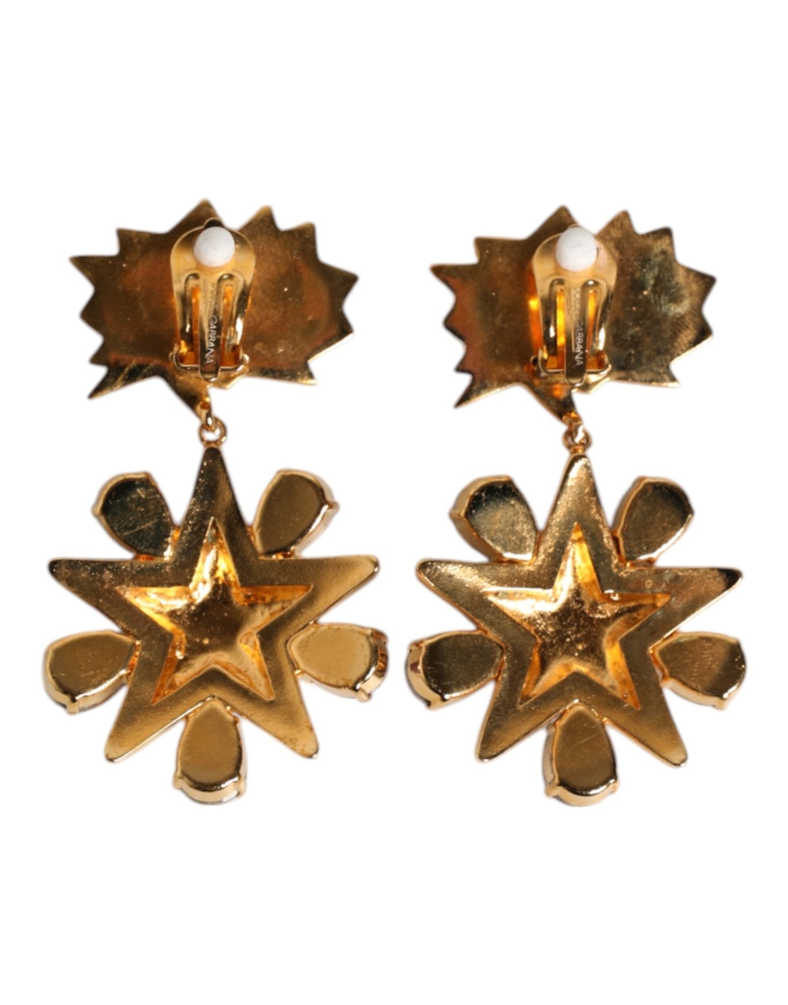 Dolce & Gabbana Gold Star - Shaped Sparkling Red Crystals Clip On Earrings - Sandy Store ByNet