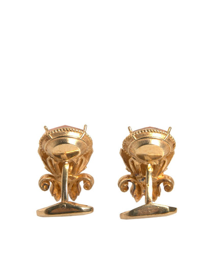 Dolce & Gabbana Gold Tone 925 Sterling Silver Crystal Cufflink - Sandy Store ByNet