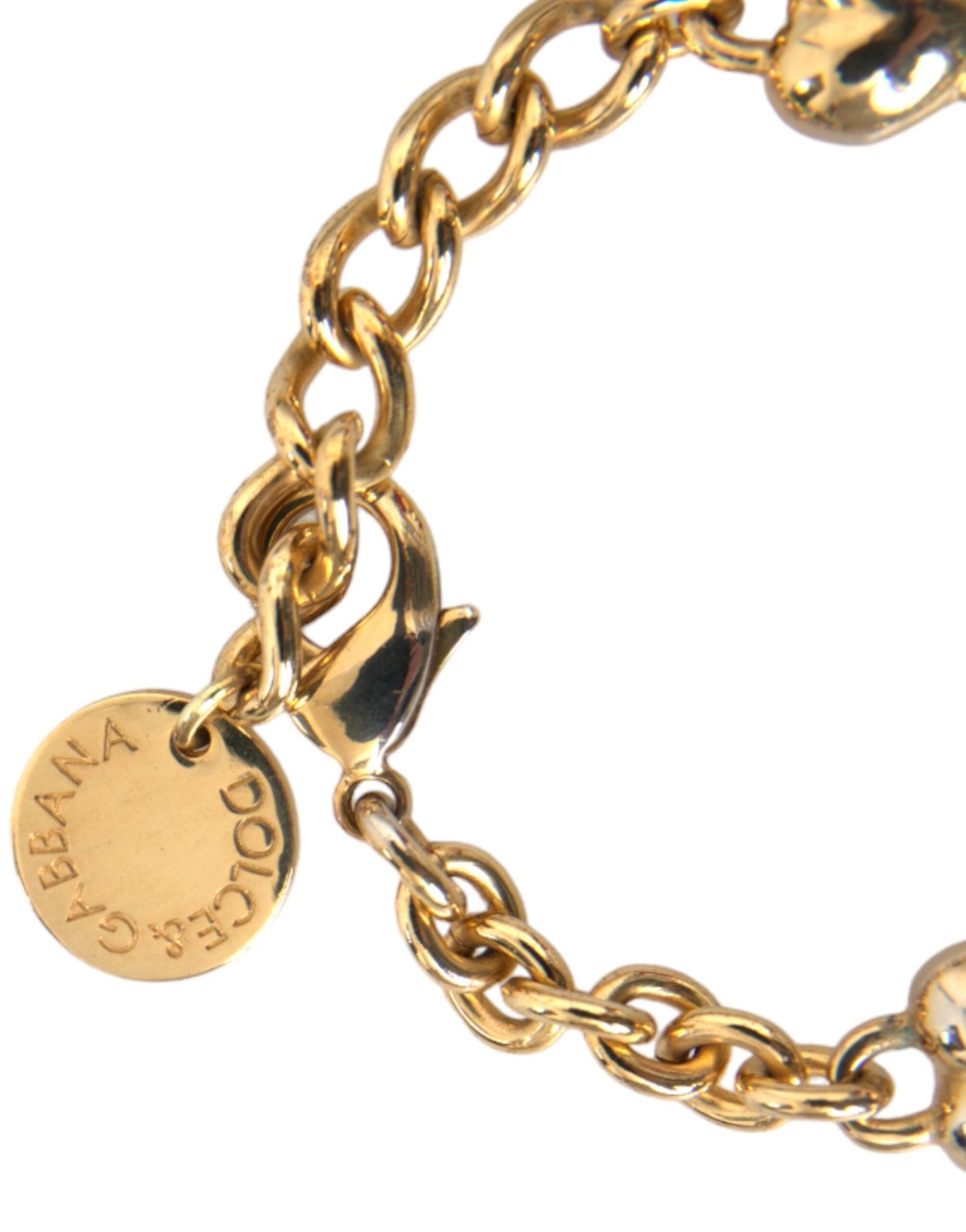 Dolce & Gabbana Gold Tone Brass Chain MY DOG Heart Bracelet - Sandy Store ByNet