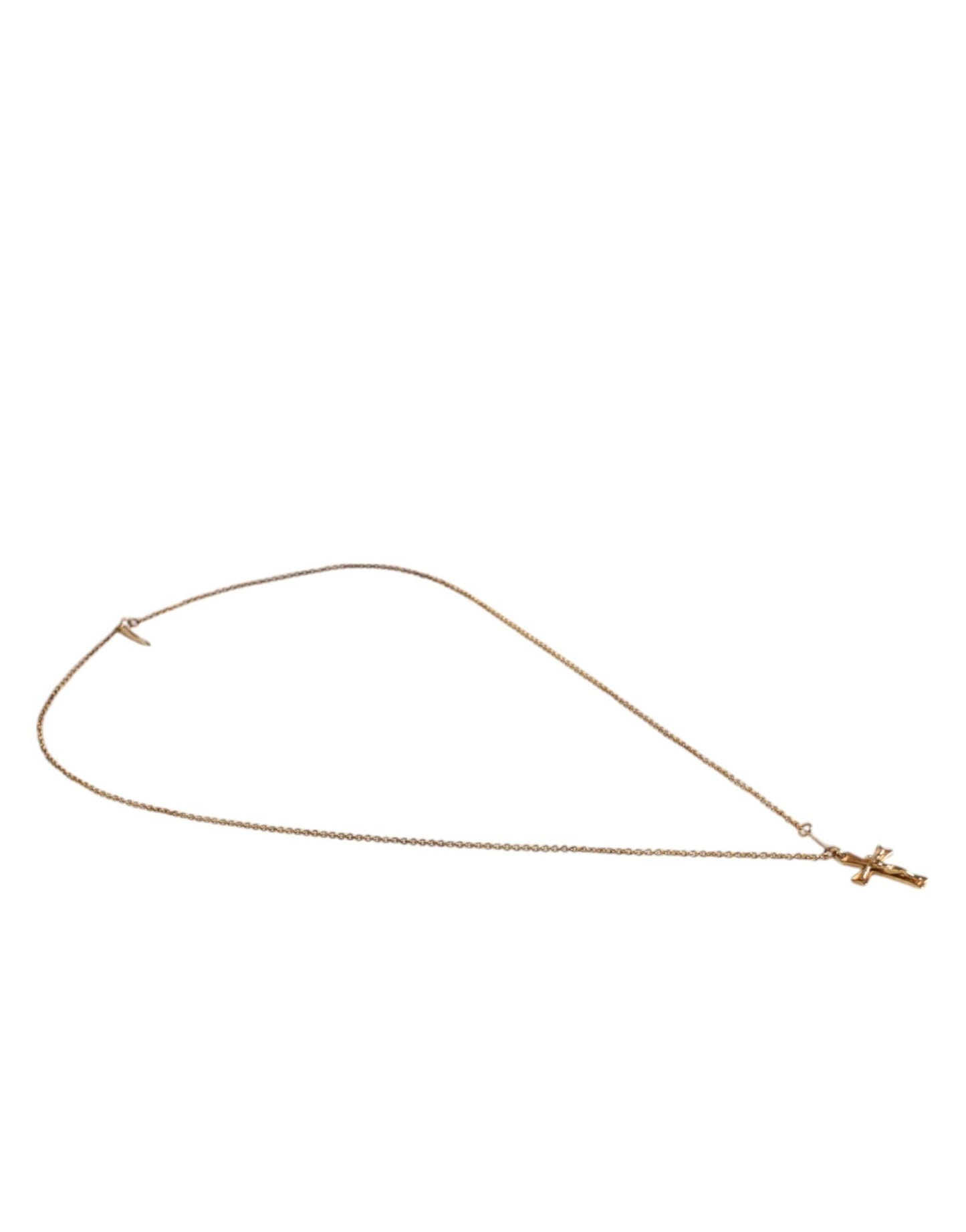 Dolce & Gabbana Gold Tone Brass Chain Religious Cross Pendant Necklace - Sandy Store ByNet