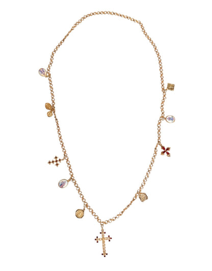 Dolce & Gabbana Gold Tone Brass Chain Religious Cross Pendant Necklace - Sandy Store ByNet