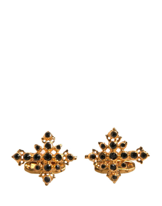 Dolce & Gabbana Gold Tone Brass Cross Crystal Cufflink - Sandy Store ByNet