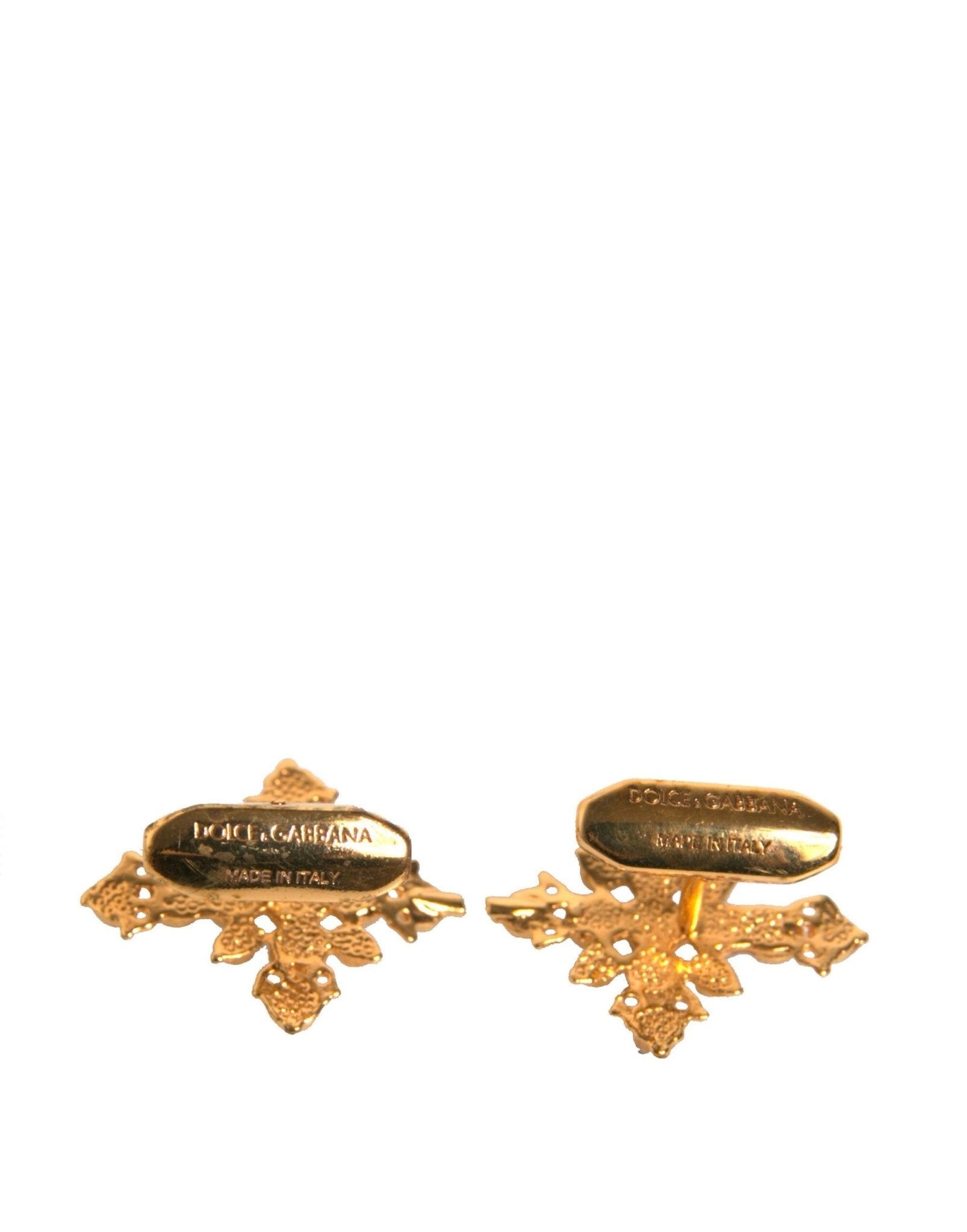 Dolce & Gabbana Gold Tone Brass Cross Crystal Cufflink - Sandy Store ByNet