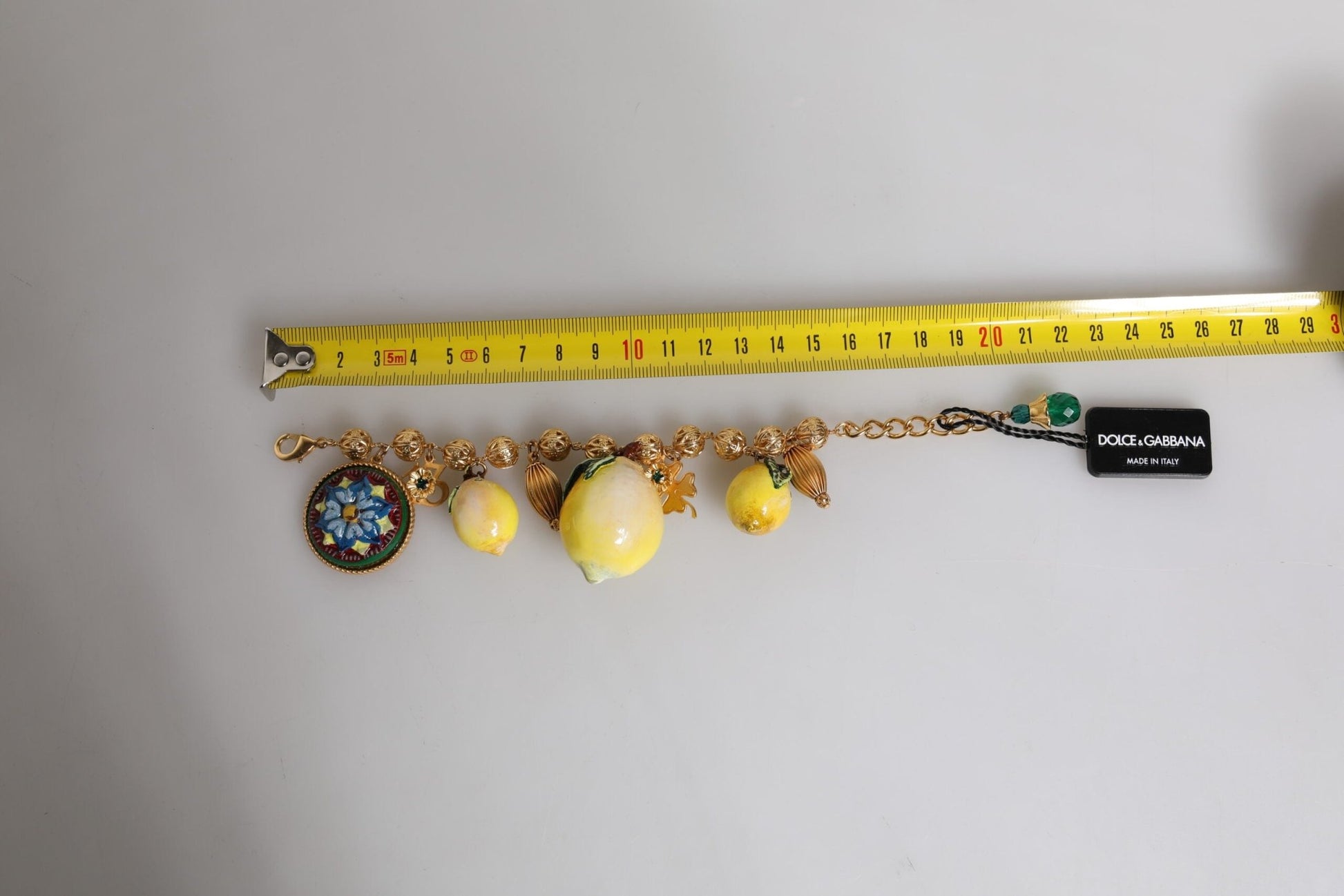 Dolce & Gabbana Gold Tone Brass Filigree Ball Charm Lemon Logo Bracelet - Sandy Store ByNet