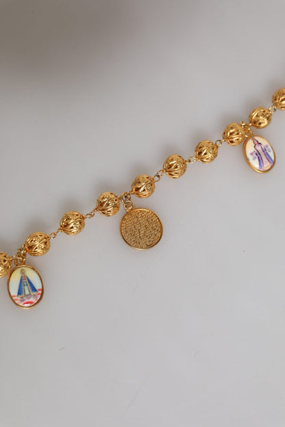 Dolce & Gabbana Gold Tone Chain Brass Beaded Statement Sicily Necklace - Sandy Store ByNet