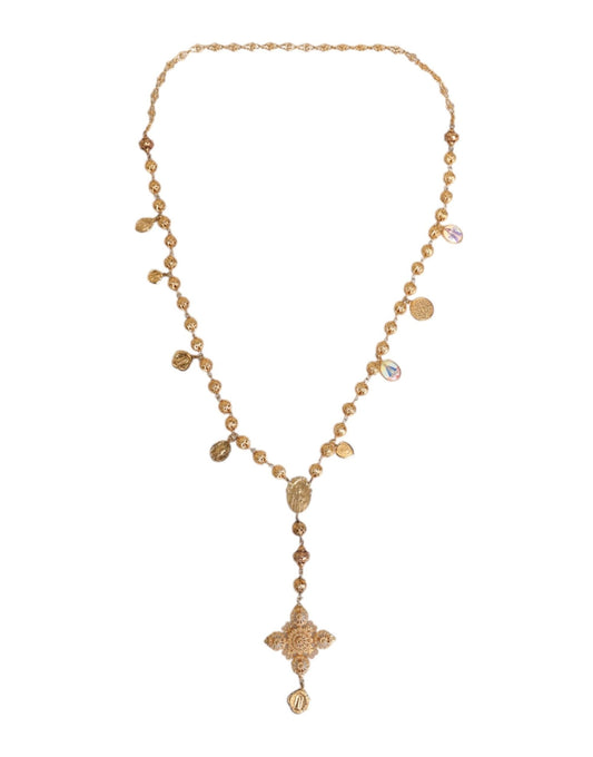 Dolce & Gabbana Gold Tone Chain Brass Beaded Statement Sicily Necklace - Sandy Store ByNet