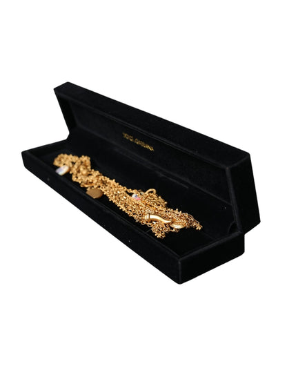 Dolce & Gabbana Gold Tone Chain Brass Charm Statement Sicily Necklace - Sandy Store ByNet