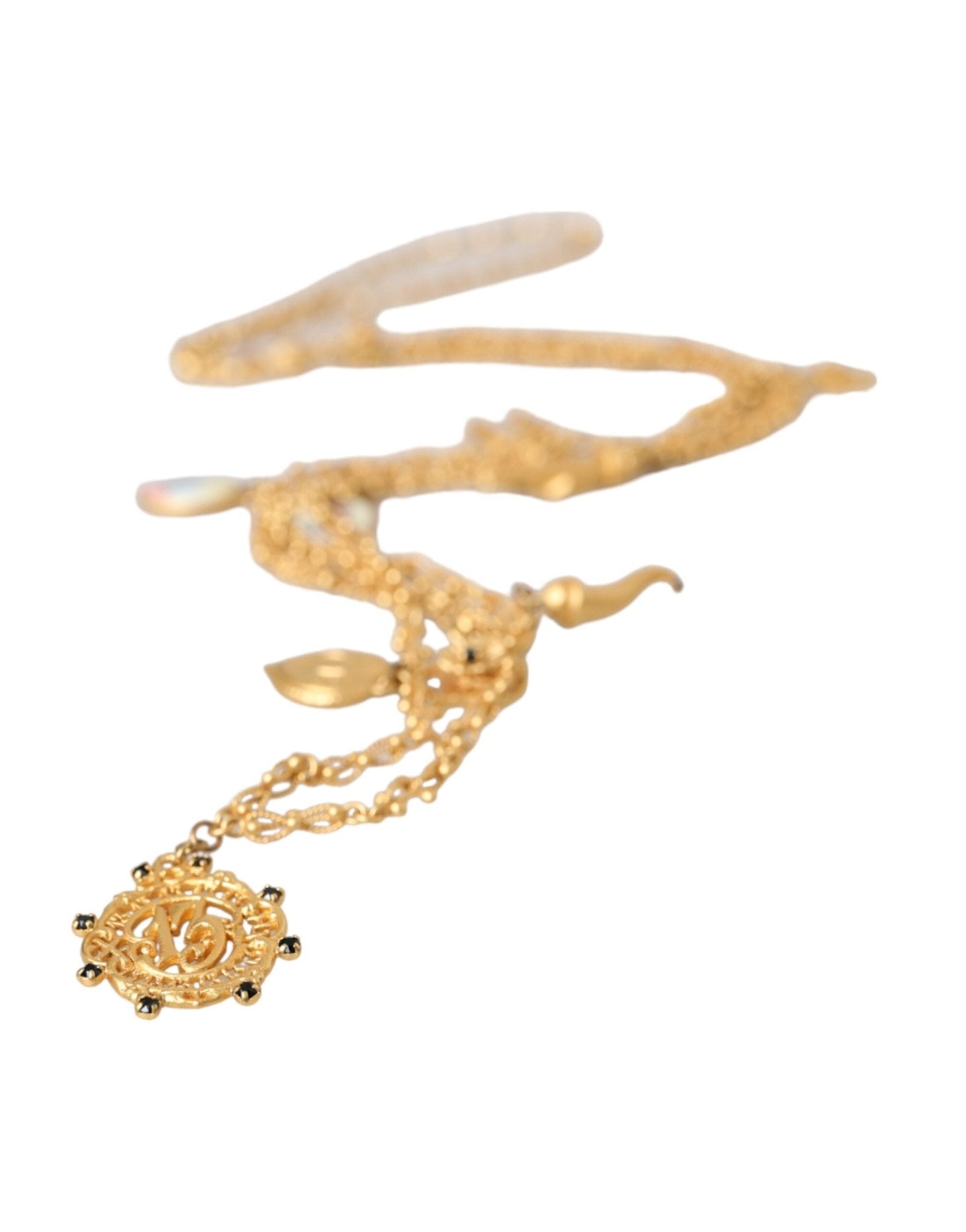 Dolce & Gabbana Gold Tone Chain Brass Charm Statement Sicily Necklace - Sandy Store ByNet