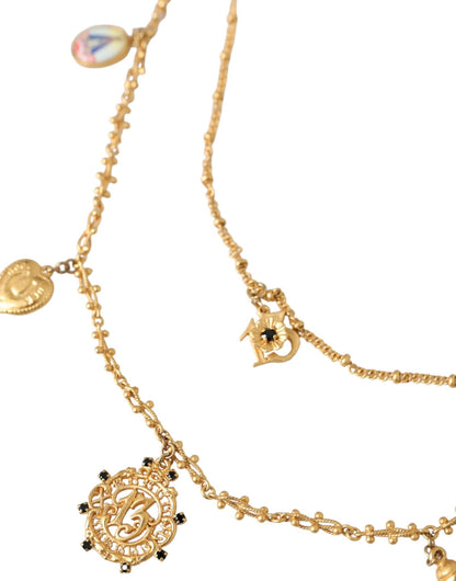 Dolce & Gabbana Gold Tone Chain Brass Charm Statement Sicily Necklace - Sandy Store ByNet