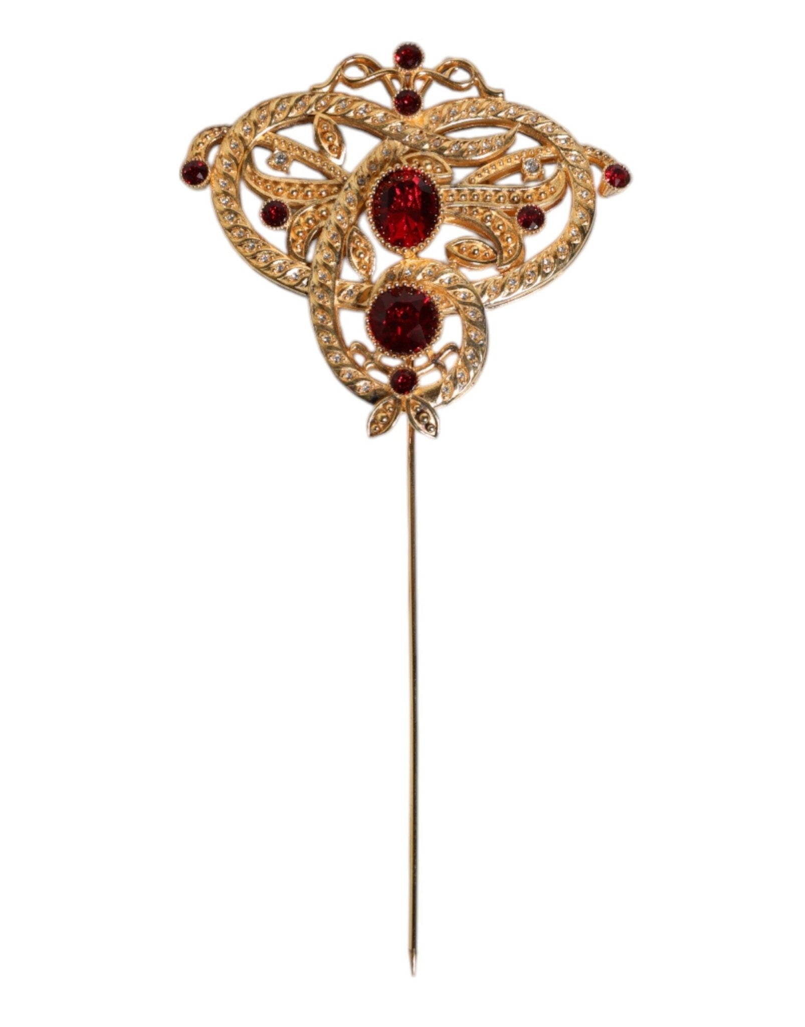 Dolce & Gabbana Gold Tone Red Crystal Embellish 925 Sterling Silver Pin – par Dolce & Gabbana | Disponible sur Sandy Store ByNet