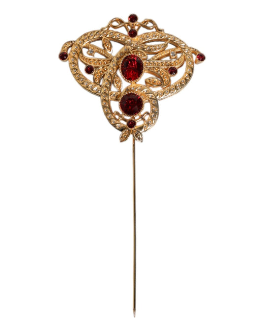 Dolce & Gabbana Gold Tone Red Crystal Embellish 925 Sterling Silver Pin – par Dolce & Gabbana | Disponible sur Sandy Store ByNet