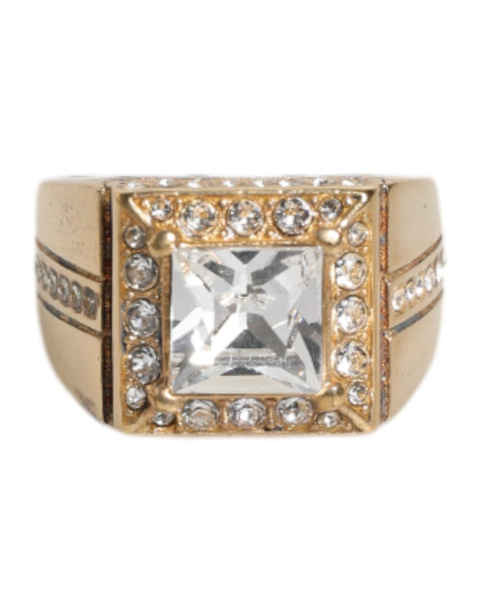 Dolce & Gabbana Gold Tone Sterling Silver 925 Crystals Ring – EU58 | US9 par Dolce & Gabbana | Disponible sur Sandy Store ByNet