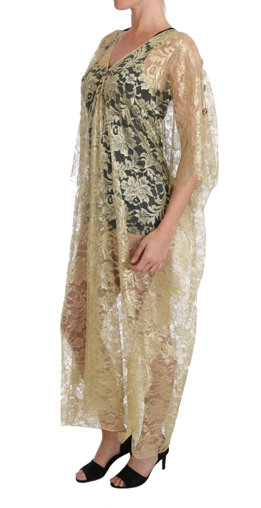 Dolce & Gabbana Golden Floral Lace Kaftan Sundress - Sandy Store ByNet